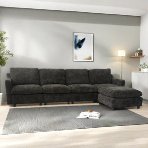 English Elm Modern Oversized Deep Seat Sectional Sofa with Reversible Chaise, Plush Loop Yarn, Memory Foam Comfort W1183S00012