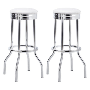 English Elm Midge Retro White Upholstered Metal Swivel Bar Stool Set of 2 — Mid-Century Diner Style, 30" High B062P375523