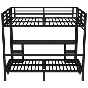 English Elm Queen Metal Bunk Bed With Desk & Usb, Versatile Loft Design Folds To Sofa, Led Lighting, Black W1580S00086-GIGA