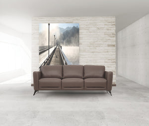 English Elm Malaga Italian Top Grain Leather Sofa with Track Arms and Chrome Legs for Modern Living Taupe B2726P496929