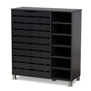Baxton Studio Baxton Studio Shirley Modern Dark Grey Shoe Storage Cabinet with Open Shelves for 24 Pairs SR-002-Dark Grey