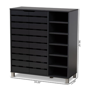 Baxton Studio Baxton Studio Shirley Modern Dark Grey Shoe Storage Cabinet with Open Shelves for 24 Pairs SR-002-Dark Grey