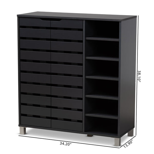 Baxton Studio Baxton Studio Shirley Modern Dark Grey Shoe Storage Cabinet with Open Shelves for 24 Pairs SR-002-Dark Grey