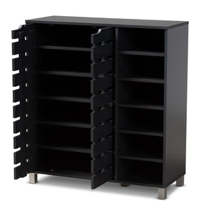 Baxton Studio Baxton Studio Shirley Modern Dark Grey Shoe Storage Cabinet with Open Shelves for 24 Pairs SR-002-Dark Grey