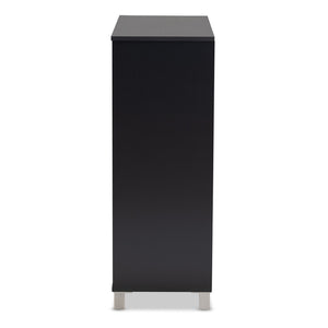 Baxton Studio Baxton Studio Shirley Modern Dark Grey Shoe Storage Cabinet with Open Shelves for 24 Pairs SR-002-Dark Grey