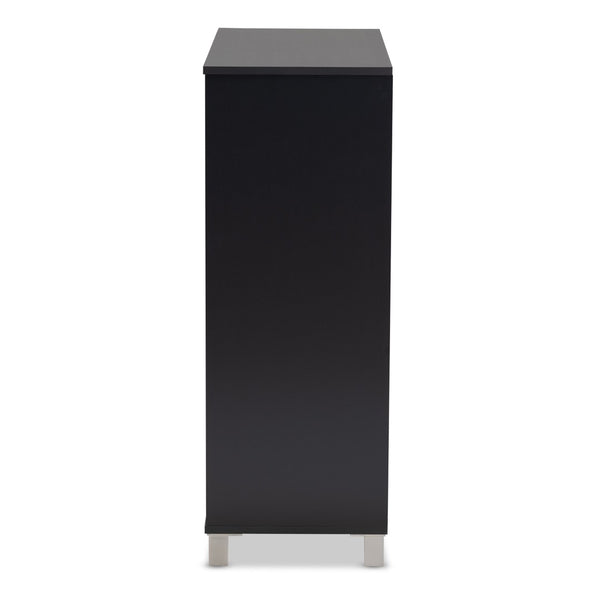 Baxton Studio Baxton Studio Shirley Modern Dark Grey Shoe Storage Cabinet with Open Shelves for 24 Pairs SR-002-Dark Grey