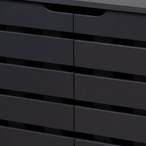 Baxton Studio Baxton Studio Shirley Modern Dark Grey Shoe Storage Cabinet with Open Shelves for 24 Pairs SR-002-Dark Grey