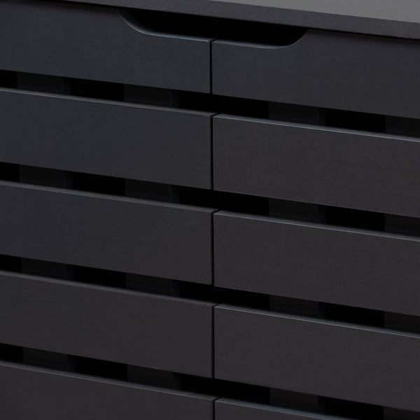Baxton Studio Baxton Studio Shirley Modern Dark Grey Shoe Storage Cabinet with Open Shelves for 24 Pairs SR-002-Dark Grey