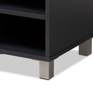 Baxton Studio Baxton Studio Shirley Modern Dark Grey Shoe Storage Cabinet with Open Shelves for 24 Pairs SR-002-Dark Grey