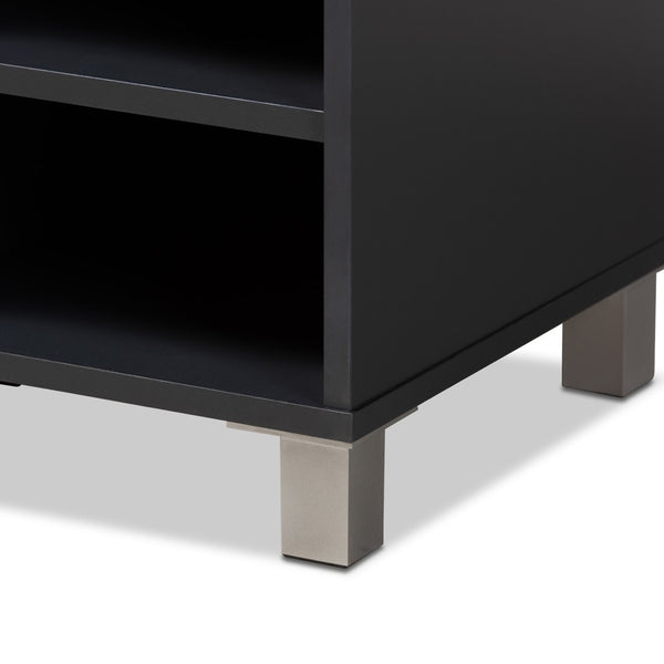 Baxton Studio Baxton Studio Shirley Modern Dark Grey Shoe Storage Cabinet with Open Shelves for 24 Pairs SR-002-Dark Grey
