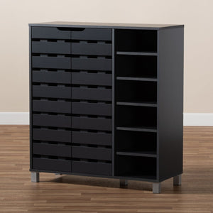 Baxton Studio Baxton Studio Shirley Modern Dark Grey Shoe Storage Cabinet with Open Shelves for 24 Pairs SR-002-Dark Grey