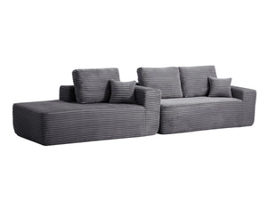 English Elm 104" Cloud Modular Sectional Plush Corduroy Deep Seating Sofa with Chaise Pockets W3975S00032
