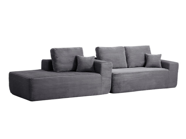 English Elm 104" Cloud Modular Sectional Plush Corduroy Deep Seating Sofa with Chaise Pockets W3975S00032