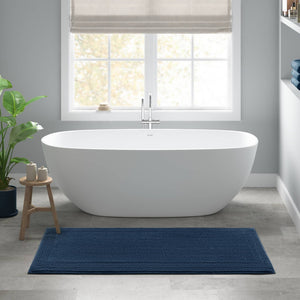 English Elm 1 Heavyweight Cotton Tufted Bath Rug Reversible Spa Grade Absorbent Floor Mat Navy B035P319557