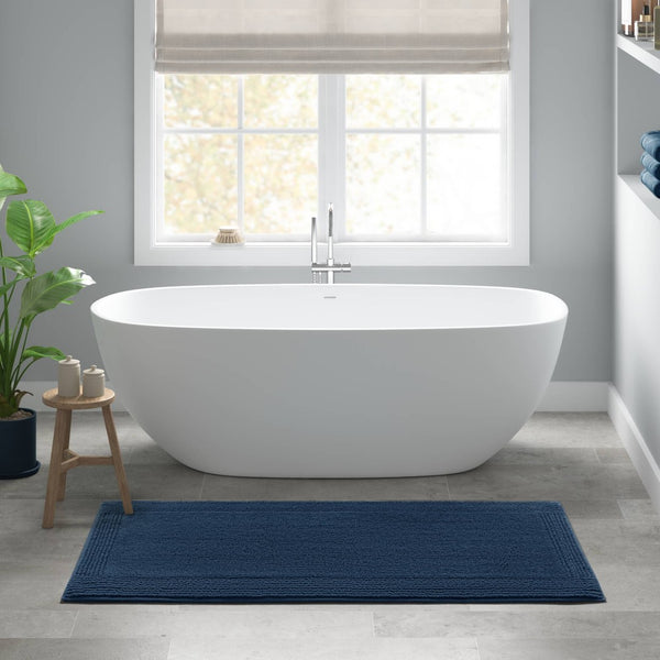 English Elm 1 Heavyweight Cotton Tufted Bath Rug Reversible Spa Grade Absorbent Floor Mat Navy B035P319557