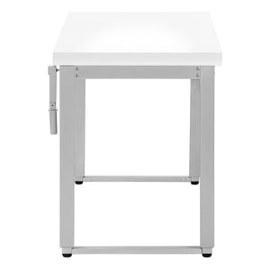 English Elm Computer Desk - Adjustable Standing Workstation, Modern White Laminate & Grey Metal, Compact Design B2710P219898