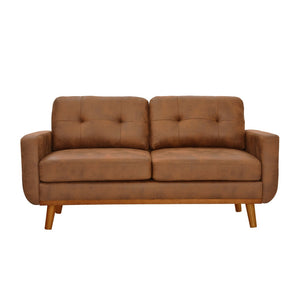 English Elm 65-inch Two Seat Sofa Breathable Foil Fabric Diamond Quilted Back Solid Wood Legs Light Brown W5568P478805