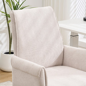 English Elm Mid-back Striped Fabric Office Chair with Gold Base Ergonomic Memory Foam Lumbar White W2311P420440