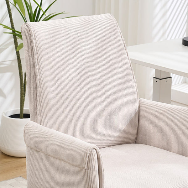 English Elm Mid-back Striped Fabric Office Chair with Gold Base Ergonomic Memory Foam Lumbar White W2311P420440