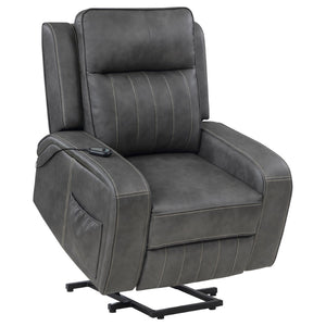 English Elm Mckinley Power Lift Recliner in Grey Leatherette with Plush Foam and Track Arms B062P468099