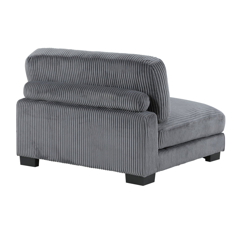 English Elm 1Pc Modern Modular Armless Chair In Plush Gray Corduroy – Versatile Seating With Matching Pillow! B011P220981