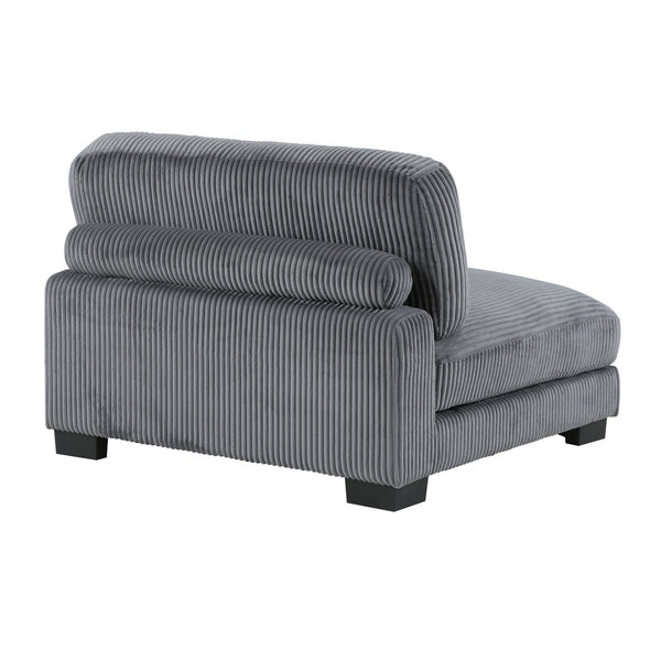 English Elm 1Pc Modern Modular Armless Chair In Plush Gray Corduroy – Versatile Seating With Matching Pillow! B011P220981