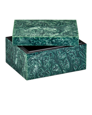 Currey & Company Rina Box: Elegant Decorative Storage With Mesmerizing Organic Patterns For Your Cherished Items Green Composite ,Engineered Wood 1200-1023-currey-company