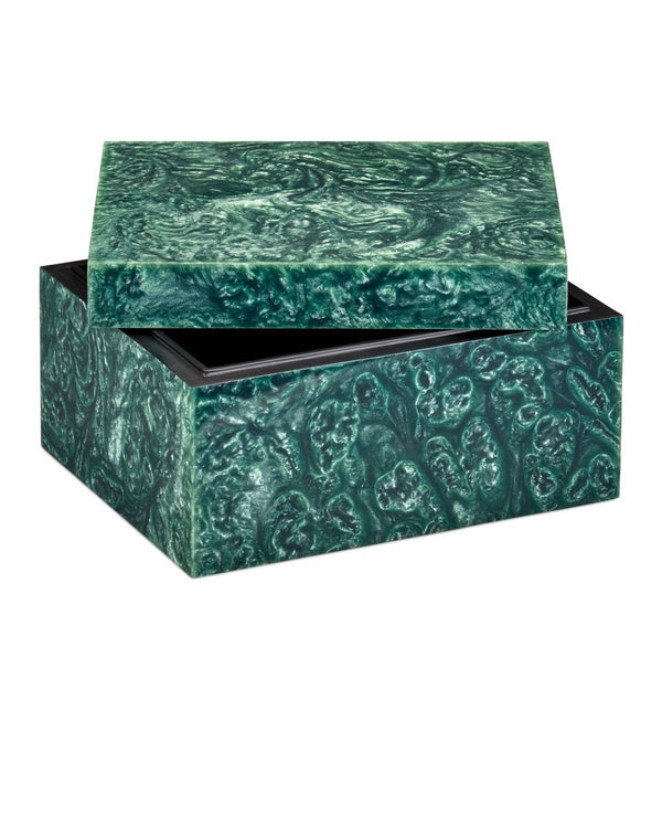 Currey & Company Rina Box: Elegant Decorative Storage With Mesmerizing Organic Patterns For Your Cherished Items Green Composite ,Engineered Wood 1200-1023-currey-company