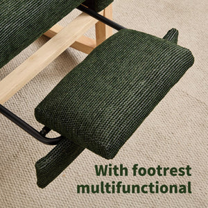 English Elm Modern Teddy Fabric Glider Rocker with High Backrest Rubberwood Base Nursery Lounge W2725P239017