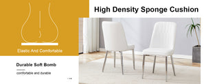 English Elm 2 Modern Dining Chairs with Plush PU Cushions and Gold Metal Legs for Stylish Comfort at Home White+Silver W1151P295416