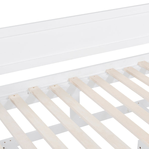 English Elm Wooden Twin Daybed with Pull Out Trundle and Dual Storage Drawers for Guest Rooms White LP000519AAK-1