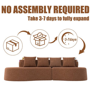 English Elm Modern Half Moon Chenille Sectional Three Seat Curved Sofa for Living Room or Apartment Orange W395P435343