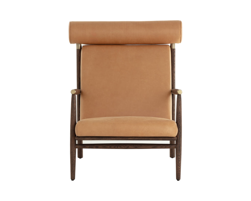 Sunpan Biko Lounge Chair - Timeless Sahara Camel Leather With Solid Oak Frame For Ultimate Comfort & Style Brown Leather 111312