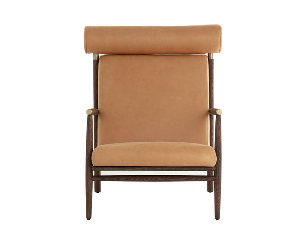 Sunpan Biko Lounge Chair - Timeless Sahara Camel Leather With Solid Oak Frame For Ultimate Comfort & Style Brown Leather 111312