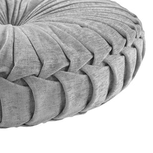 JLA Home Intelligent Design - Poly Chenille Round Floor Pillow Cushion — Tufted Button, Pleated Texture, Plush Polyester Fill for Meditation Seating Decor Grey ID31-2033