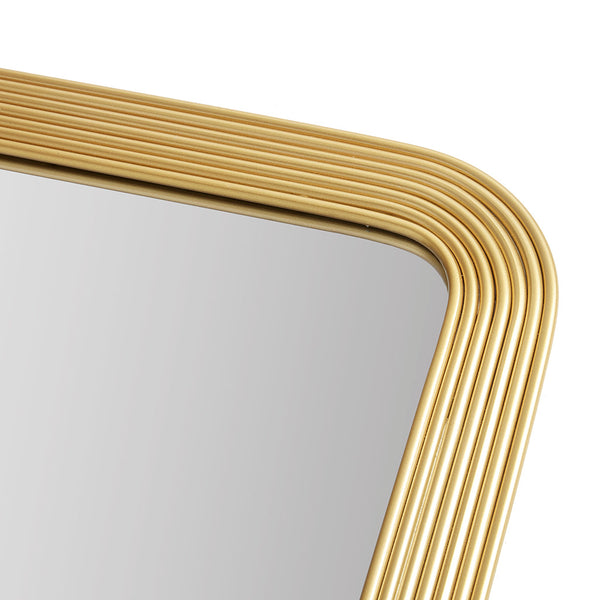 JLA Home Madison Park - Rounded Rounded rectangle fluted wall mirror in Antique Gold Finish — Elegant Textured Accent Mirror, Lightweight Durable Decorative Wall Mirror for Entryway, Bedroom, Vanity (Vertical/Horizontal) MP95F-0359
