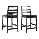 Solid Wood Ladder Back Counter Stool - Set of 2 Black ERKD7DBLWP Walker Edison