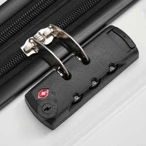 English Elm Luggage 5 Piece Hardside Abs Set with Front Access Carry on and Tsa Spinner Wheels White N732P391579K