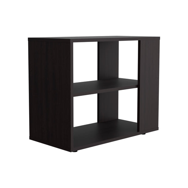 English Elm Garden 19,7" High Side Table with Two Shelves Black — Compact MDF End Table for Plants & Storage B200P286963