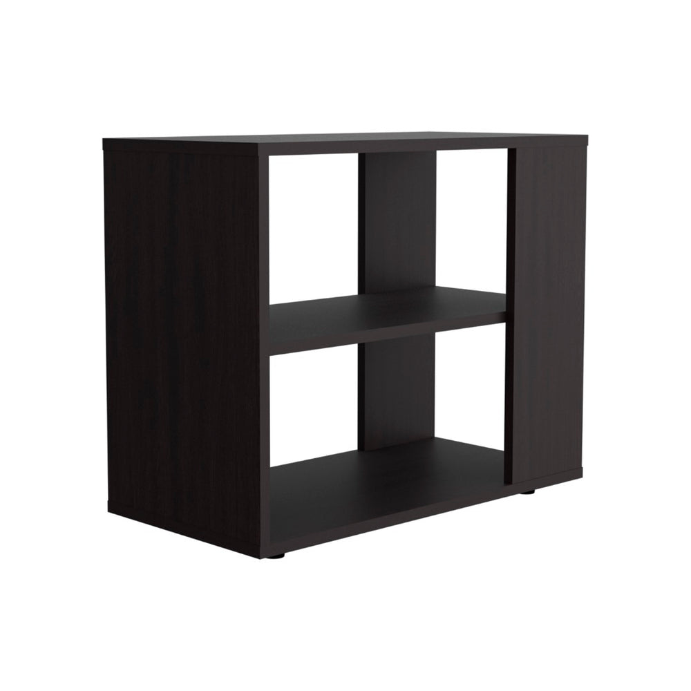 English Elm Garden Slim Matte Black End Table Two Open Shelves Narrow Entryway or Living Room B200P286963