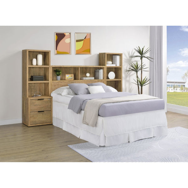 English Elm Geary Full Bedroom Set with Bookcase Headboard Usb Charging Nightstands Matte Finish Wood B062S01699