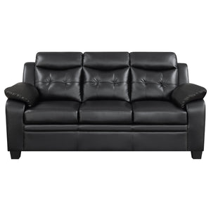 English Elm Castro Black 2-Piece Faux Leather Sofa And Loveseat Set - Stylish Comfort For Modern Living Spaces B062S01150