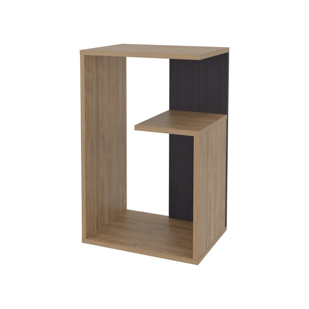 English Elm Vega Modern Side Table With Open Storage - Durable Melamine, Pine & Black Finish For Any Space B128P287510-GIGA