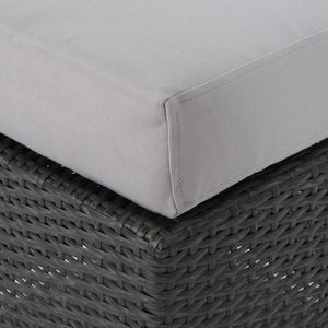 English Elm Christopher Knight Home® - SANTA modern SANTA ROSA 16 Grey+Silver PE Rattan Patio Ottoman with Iron Frame and Waterproof Fabric Cushion (17.5x13.75) 62570.00GRY