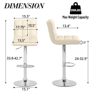 English Elm Hengming Adjustable Trumpet Base Bar Chairs Padded Ergonomic Seating Set of 2 W212P454048