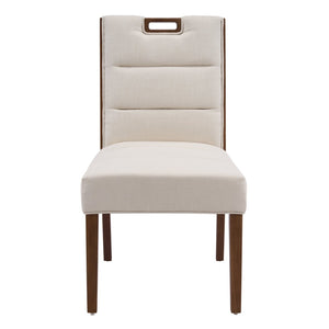 English Elm Upholstered Armless Dining Chairs Rubberwood Frame Minimalist Set of 2 for Compact Spaces Beige,Walnut N768P391163W