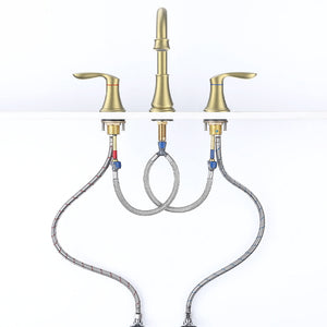English Elm 2-Handle Brushed Gold Widespread Bathroom Sink Faucet With 360° Swivel Spout For Elegant Style T3177P277513