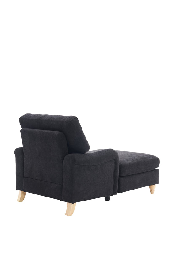 English Elm Modern Mid-Century Oversized Chaise Lounger Sofa Bed with Solid Wood Legs, Deep Seat Comfort Sleeper Black W2363S00068