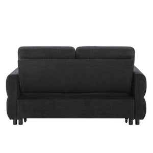 English Elm Convertible Chenille Sleeper Loveseat with Usb Ports and Reclining Backrest for Small Spaces Black N719P390439B