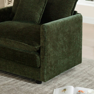 English Elm Comfort Modular U-shape Sectional Sofa in Sage Green Chenille with Double Ottomans W714S00469